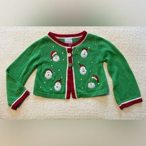 Empress Green Christmas Cardigan with Santa Design, Size 6x